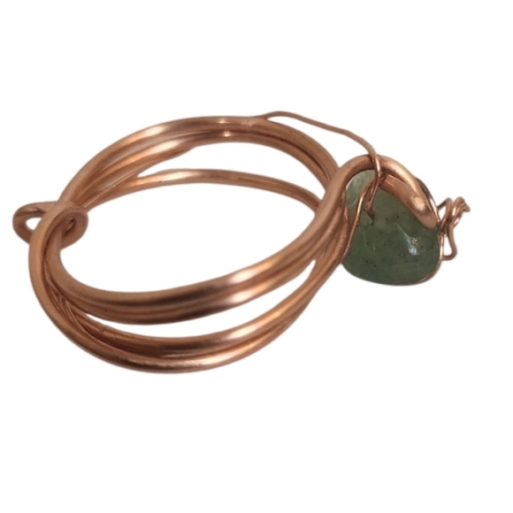 Handmade Copper Wire Wrapped Green Aventurine Ring - Picture 3 of 6